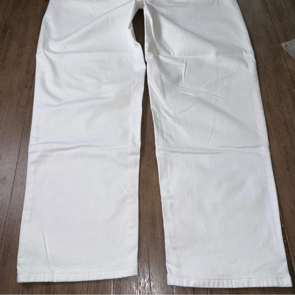 Eileen Fisher Organic Cotton Straight Leg Stretch Denim Pants White - Picture 13 of 14
